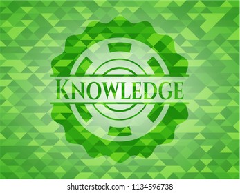 Knowledge green emblem. Mosaic background