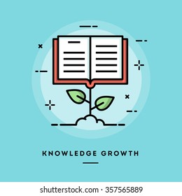 Knowledge growth, flat design thin line banner, usage for e-mail newsletter, web banners, headers, blog posts, print and more
