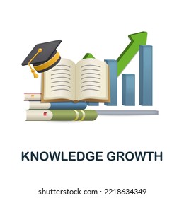 Knowledge Growth icon. 3d illustration from human productivity collection. Creative Knowledge Growth 3d icon for web design, templates, infographics and more