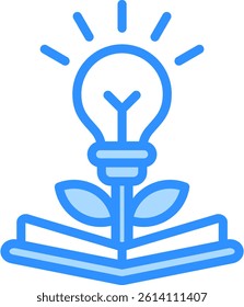 Knowledge Growth Icon Blue Color Vector Illustration