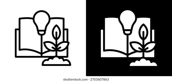 Knowledge Growth Icon whiteblack Vector Illustration
