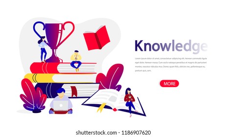 Knowledge horizontal banner for your website. E-learning and modern technology concept. Education online using computer. Flat vector illustration