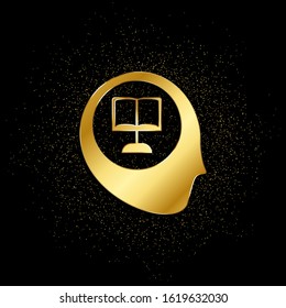 Knowledge, human, reade, science gold icon. Vector illustration of golden particle background.