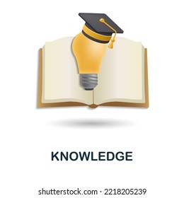Knowledge icon. 3d illustration from e-learning collection. Creative Knowledge 3d icon for web design, templates, infographics and more
