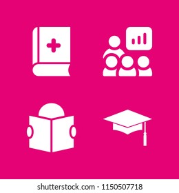 knowledge icon. 4 knowledge set with teacher, graduation cap, book and ebook vector icons for web and mobile app