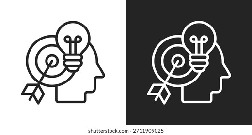Icono de conocimiento en estilo de línea en blanco y negro