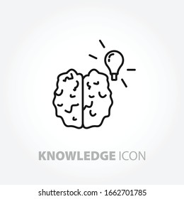 knowledge icon. brain with bulb line icon
