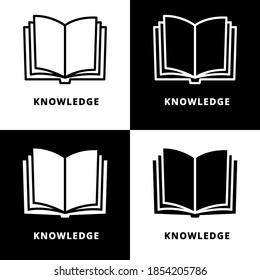 Knowledge Icon Line and Glyph Style. Book Education Vector Illustration. Open Book and Reading Logo Symbol. Media Icon For Web and Print Template