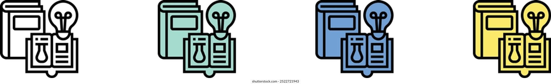 knowledge icon. Outline, Green, Blue and Yellow Style Design Isolated On White Background