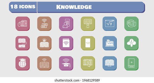 knowledge icon set. included study, audiobook, homework, maths, book, training, learning, student-smartphone, cap, ebook icons on white background. linear, filled styles.