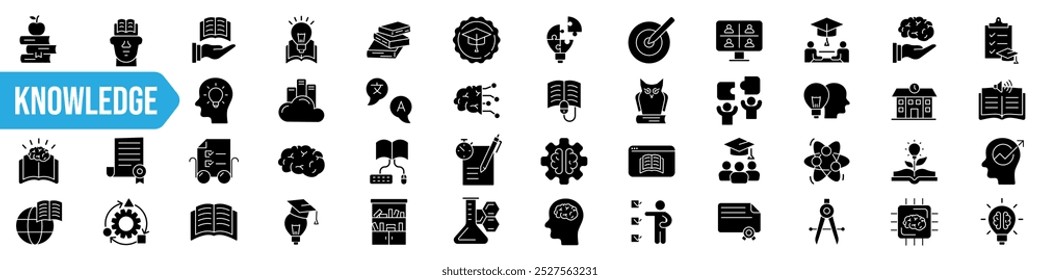 Knowledge icon set. Mentoring icon. Silhouette style.