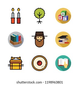 knowledge icon set. vector set about books, hebrew, abc and library icons set.