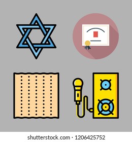 knowledge icon set. vector set about hebrew, diploma and speaker icons set.