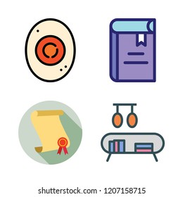 knowledge icon set. vector set about bookshelf, hebrew, diploma and book icons set.