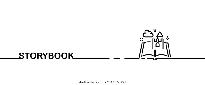 Knowledge icon. Storybook book with castle icon. Linear style. Vector icon