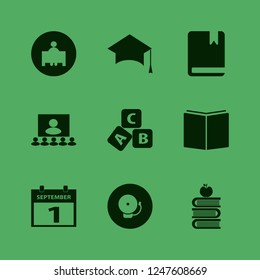 knowledge icon. knowledge vector icons set first september calendar, teacher, book and conference