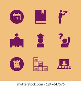 knowledge icon. knowledge vector icons set man talking by speaker, conference, teacher and ask pupil