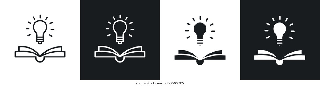 Knowledge icon vector icon set black filled and outlined style.