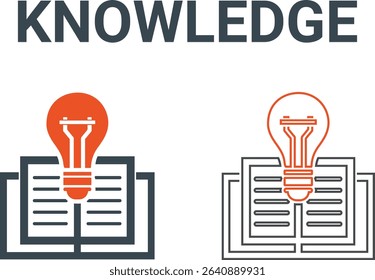 Knowledge icons, Line art icons design qualification pack symbol vector