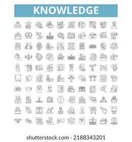 Knowledge icons, line symbols, web signs, vector set, isolated illustration
