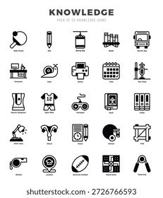 Knowledge Icons Pack Lineal ausgefüllte Symbole gesetzt. Sammlung von Kenntnissen.