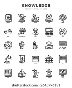 Knowledge icons Pack. Lineal icons set. Knowledge collection set.