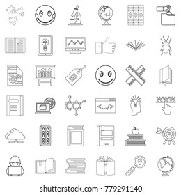 Knowledge icons set. Outline style of 36 knowledge vector icons for web isolated on white background