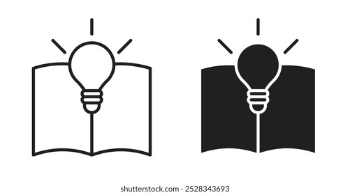 Knowledge icons. Vector set in filled and line style.