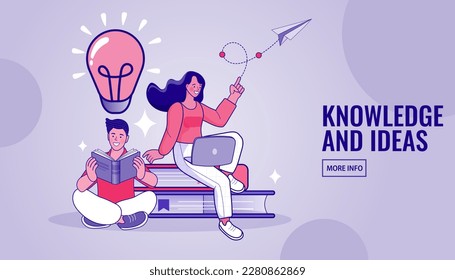 esquema de conocimiento e ideas. Gente trabajando juntos en la compañía, lluvia de ideas. concepto de trabajo en equipo. asistente en línea en el trabajo. ilustración vectorial.