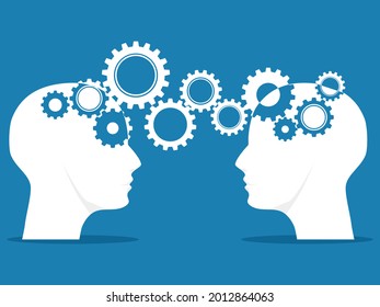Knowledge or ideas sharing between two people. brainstorming concept
