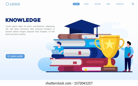 Knowledge landing page website illustration vector flat design 
