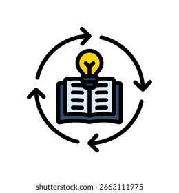 Knowledge Life Cycle Icon Lineal Color Vector Illustration