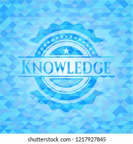 Knowledge light blue emblem with triangle mosaic background