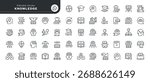 Knowledge line icon set. Cognition, education, studying, book, intelligence, brain, e- learning, learn, read, think and more. Outline icon in linear style. Vector collection.	
