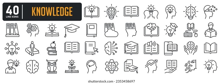 Knowledge line icons. For website marketing design, logo, app, template, ui, etc. Vector illustration.