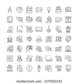 Knowledge linear icons, signs, symbols vector line illustration set