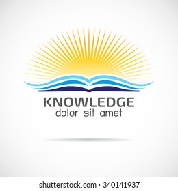 knowledge  logo design template,Sunset open book  : Education concept vector