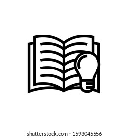 knowledge logo, open book icon, useful information in linear style on white background