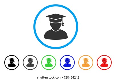 Knowledge Man rounded icon. Style is a flat knowledge man grey symbol inside light blue circle with black, gray, green, blue, red, orange versions. Vector designed for web and software interfaces.