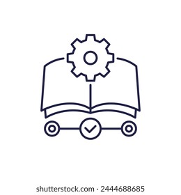 Icono de línea de gestión del conocimiento con un libro