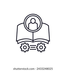 Icono de línea de gestión del conocimiento en blanco