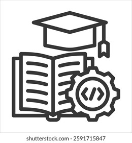 Knowledge Management Outline Icon Vector Illustration