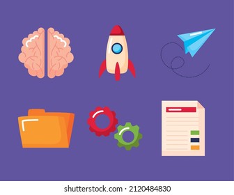 knowledge management set six icons
