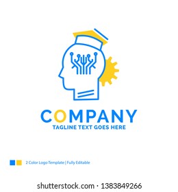 Knowledge, Management, Sharing, Smart, Technology Blue Yellow Business Logo Template. Creative Design Template Place For Tagline.