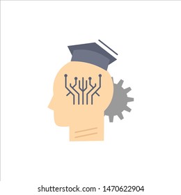 knowledge, management, sharing, smart, technology Flat Color Icon Vector. Vector Icon Template background