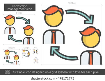 Icono de línea vectorial de gestión de conocimiento aislado en fondo blanco. Icono de línea de gestión del conocimiento para infografía, sitio web o aplicación. Icono escalable diseñado en un sistema de cuadrícula.
