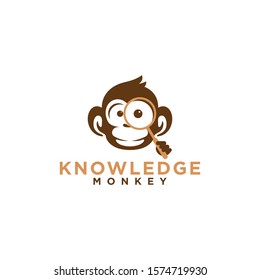 knowledge monkey cartoon character logo