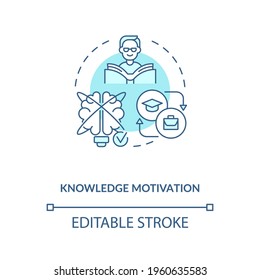 Knowledge motivation concept icon. Learning new information idea thin line illustration. Motivating for education and work. Vector isolated outline RGB color drawing. Editable stroke