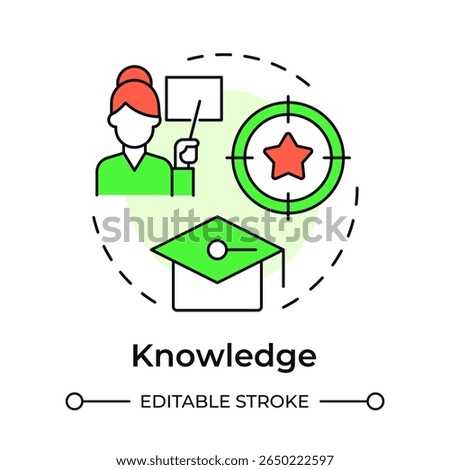 Knowledge multi color concept icon. Acquire information, tools and training. ADKAR model. Business development strategy. Round shape line illustration. Abstract idea. Graphic design. Easy to use