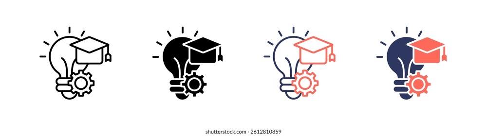 Knowledge Multi Style Icon Set Vector